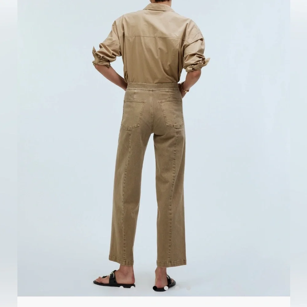 Madewell Emmett Wide-leg Crop Pant - Welt Pocket Adition Tan Size 30 - Picture 3 of 7